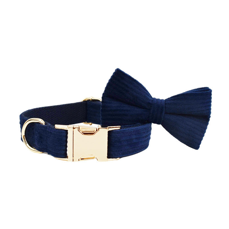 Navy Blue Corduroy Pet Collar Outdoor Dog Leash Hand Holding Rope