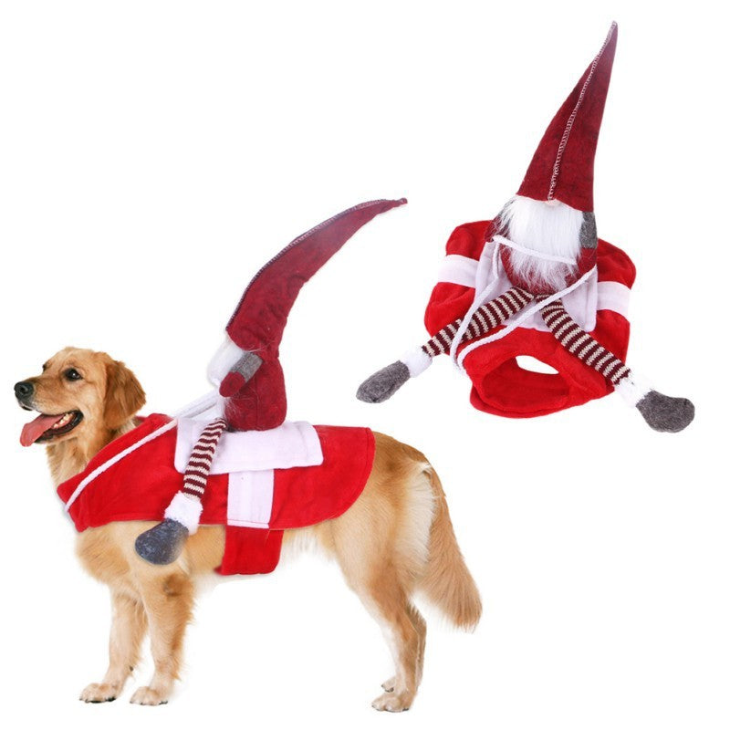 Dog Christmas Clothes Santa Claus Riding Deer