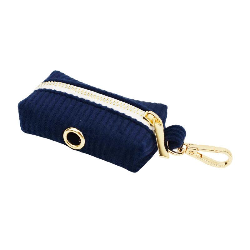 Navy Blue Corduroy Pet Collar Outdoor Dog Leash Hand Holding Rope