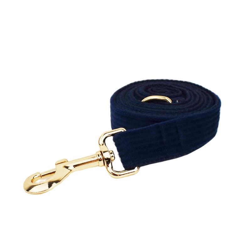 Navy Blue Corduroy Pet Collar Outdoor Dog Leash Hand Holding Rope