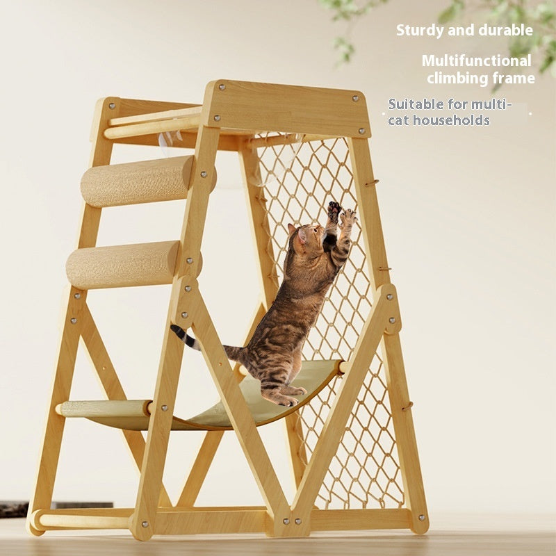 Creative Home Sisal Cat Scratching Column Solid Wood Cat Climbing Frame