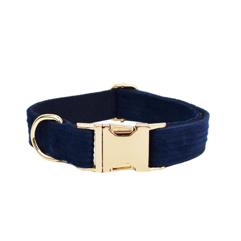 Navy Blue Corduroy Pet Collar Outdoor Dog Leash Hand Holding Rope